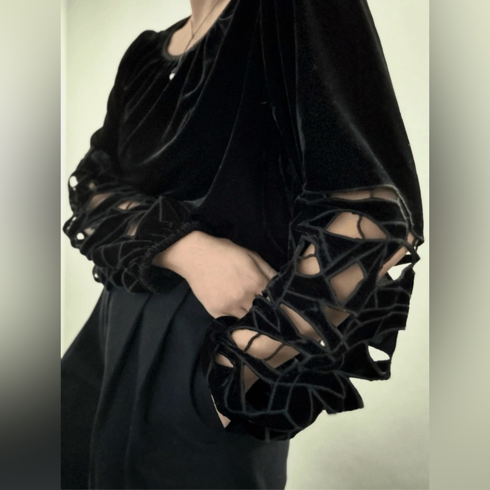 NWOT Joie Black Velvet Top (M)
